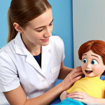 **A compassionate occupational therapist engaging with a young patient, creating a comfortable atmosphere. Focus on building trust by asking about the child's favorite cartoon character.**