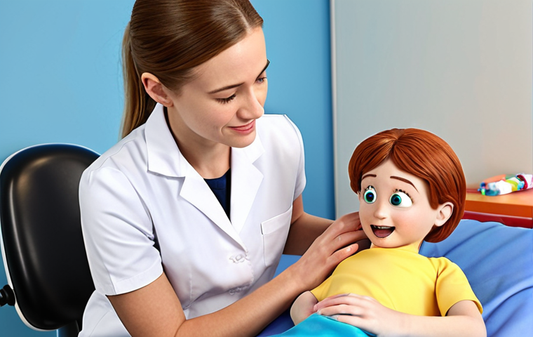 **A compassionate occupational therapist engaging with a young patient, creating a comfortable atmosphere. Focus on building trust by asking about the child's favorite cartoon character.**