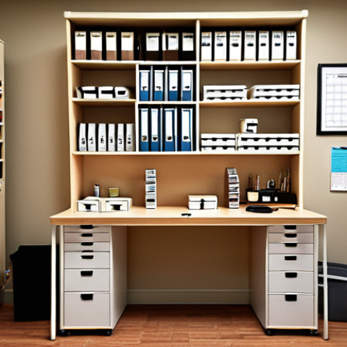 Home 24 **A well-organized therapy room with labeled drawers and shelves, showcasing a clean and efficient workspace.**
