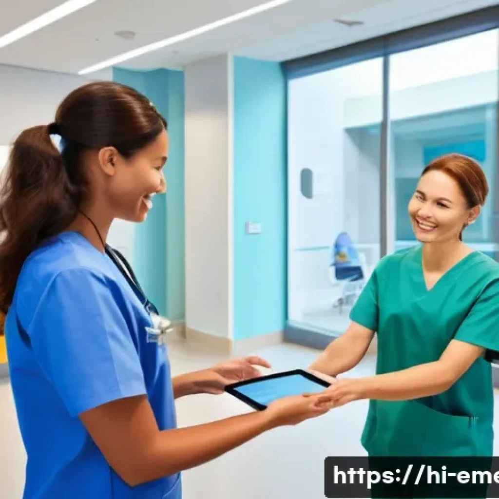 작업치료사의 클리닉 관리 팁 - **Prompt 1: Modern Clinic & Digital Accessibility**
    "A brightly lit, modern occupational therapy...