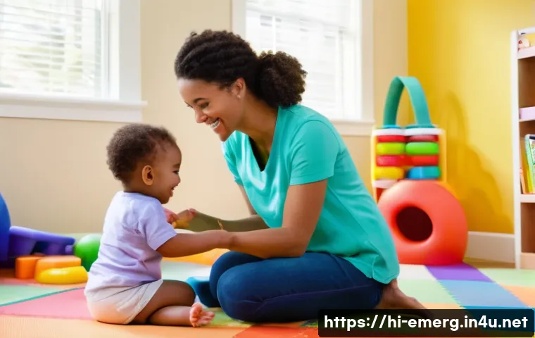 작업치료사의 전문성 향상 훈련 - **Play-Based Pediatric Occupational Therapy Session**
    A heartwarming and brightly lit scene insi...