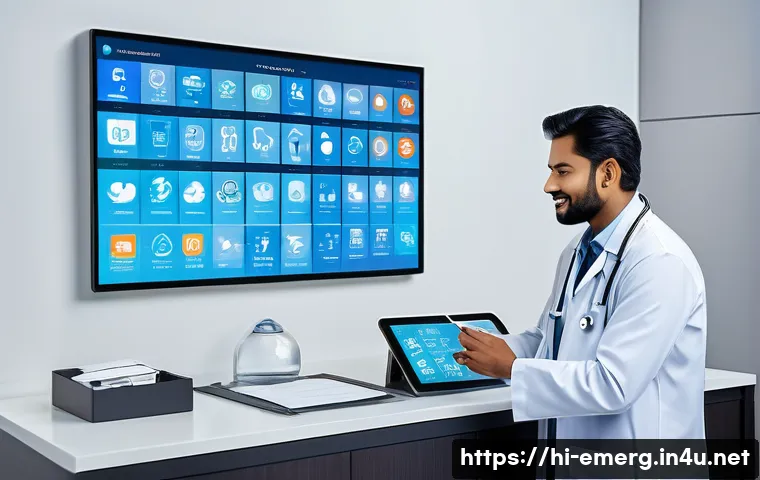 작업치료사의 치료 성과 기록 관리 - A modern Indian medical clinic scene showcasing a doctor and patient interacting with a cloud-based ...