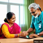 작업치료사의 연구 발표 성공 사례 - A modern occupational therapy session featuring a middle-aged Indian patient wearing casual, modest ...