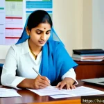 작업치료사의 복지 혜택 활용법 - A professional occupational therapist in an office environment, dressed in modest business casual at...