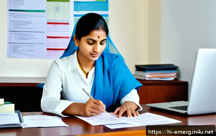 작업치료사의 복지 혜택 활용법 - A professional occupational therapist in an office environment, dressed in modest business casual at...