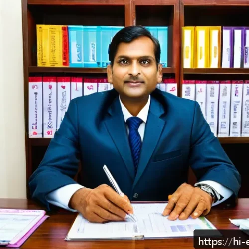 작업치료사의 자격증 유지 비용 관리 - A professional Indian office setting showing a middle-aged man with a calm expression, sitting at a ...